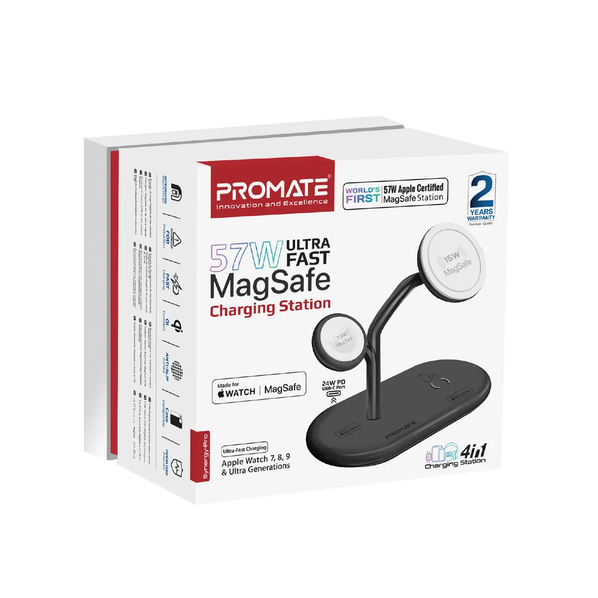 Бездротовий зарядний пристрій Promate Synergy-Pro MagSafe 57W Black - мініатюра 9
