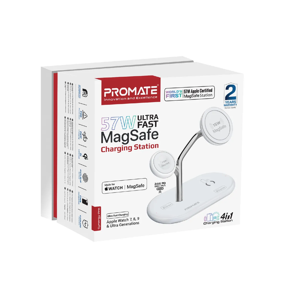 Бездротовий зарядний пристрій Promate Synergy-Pro MagSafe 57W White - мініатюра 9