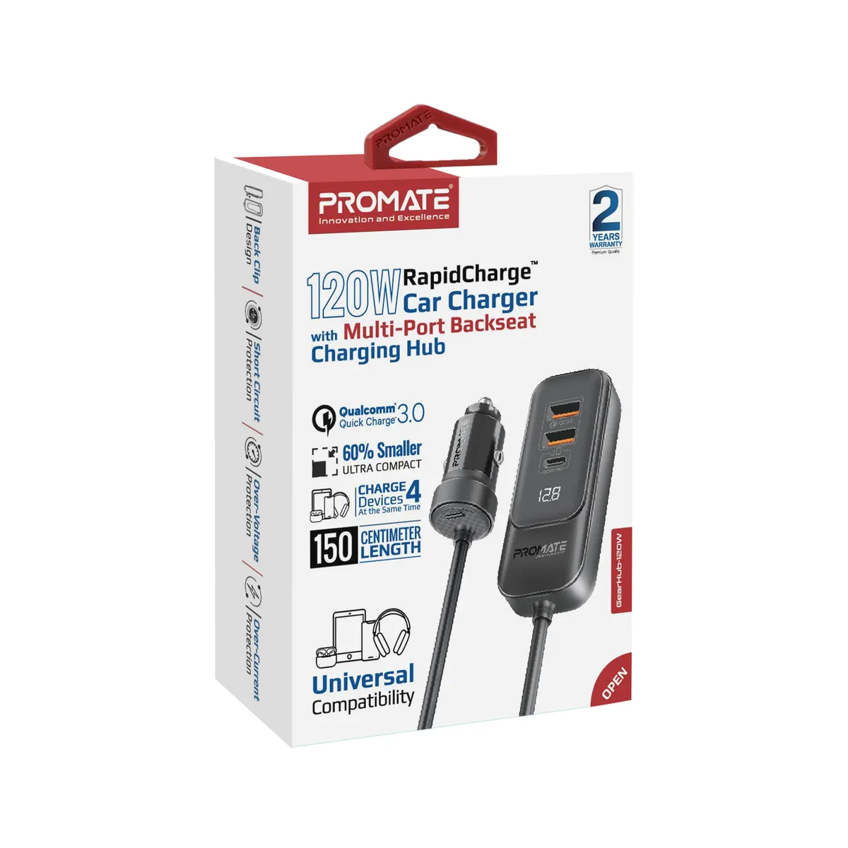 Автомобільний зарядний пристрій Promate GearHub 120W Black - мініатюра 8