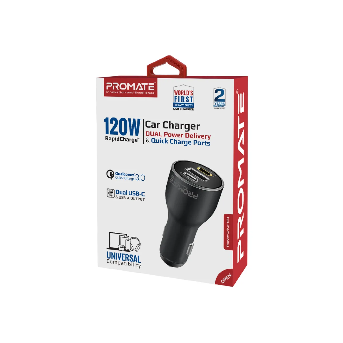 Автомобільний зарядний пристрій Promate PowerDrive-120 120W Black - мініатюра 9