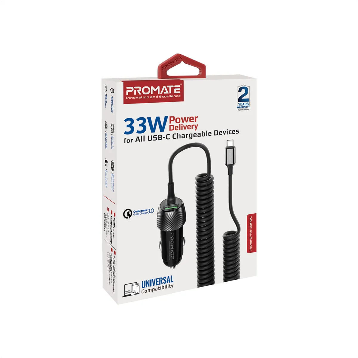 Автомобільний зарядний пристрій Promate PowerDrive-33PDC 33W Black - мініатюра 7