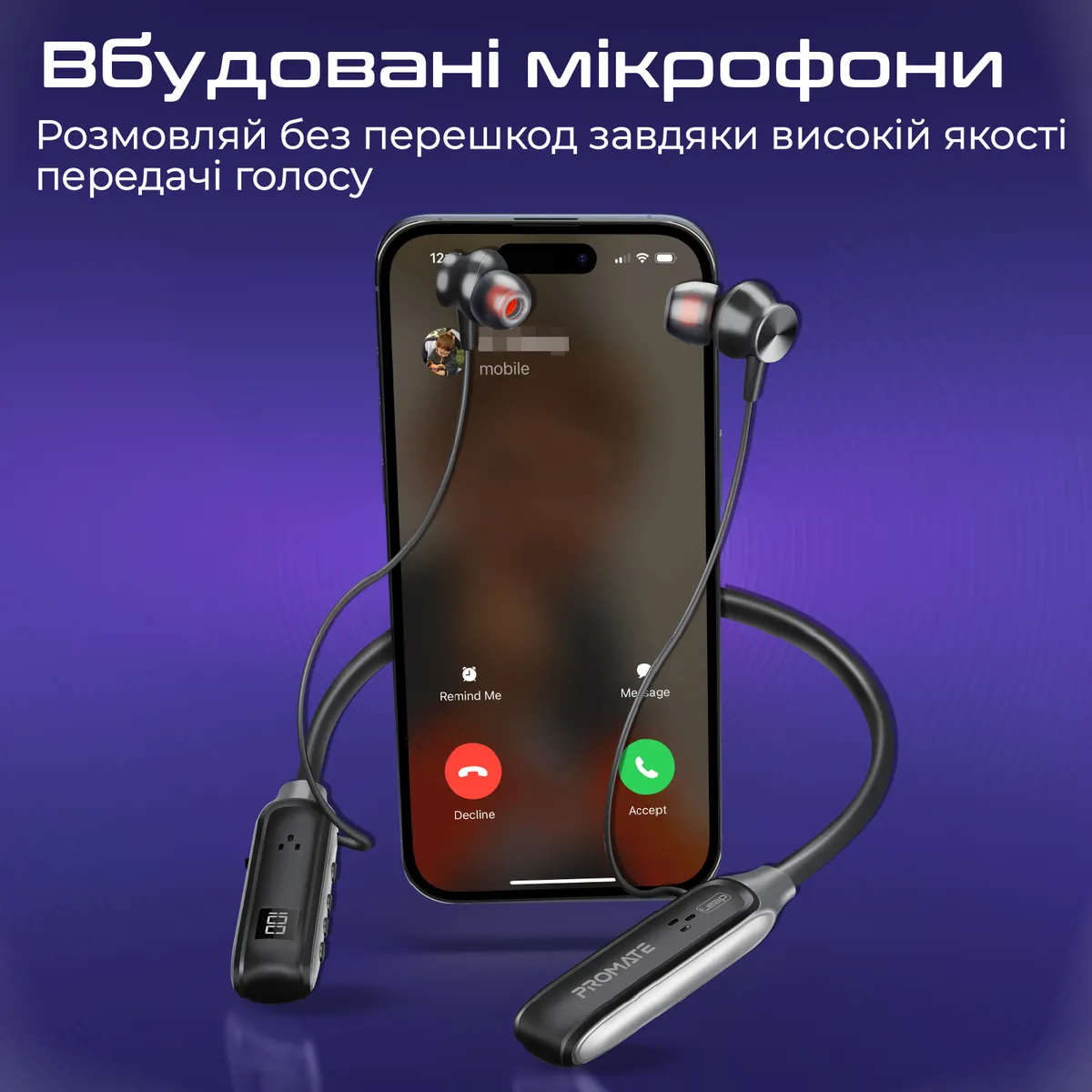 Bluetooth-гарнітура Promate Leap Black - мініатюра 7