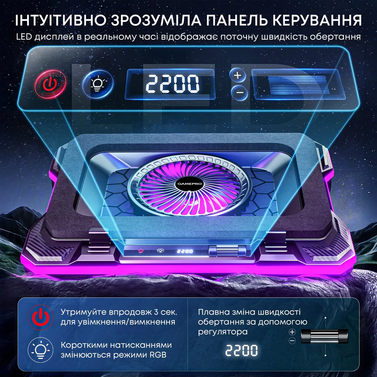 Охолоджуюча підставка для ноутбука GamePro CP950 - мініатюра 10