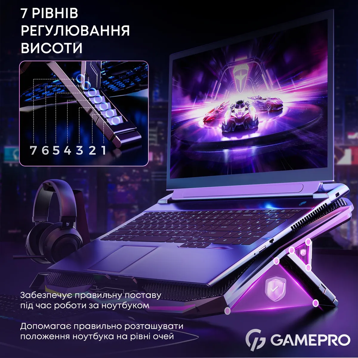 Охолоджуюча підставка для ноутбука GamePro CP680 - мініатюра 12