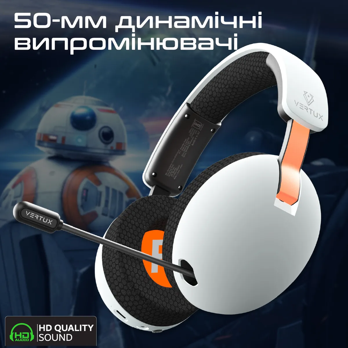 Bluetooth-гарнітура Vertux BB-8 White - мініатюра 2
