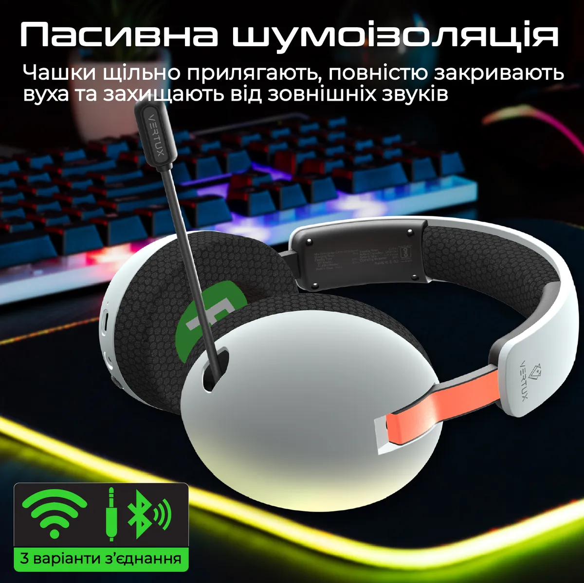 Bluetooth-гарнітура Vertux BB-8 White - мініатюра 3