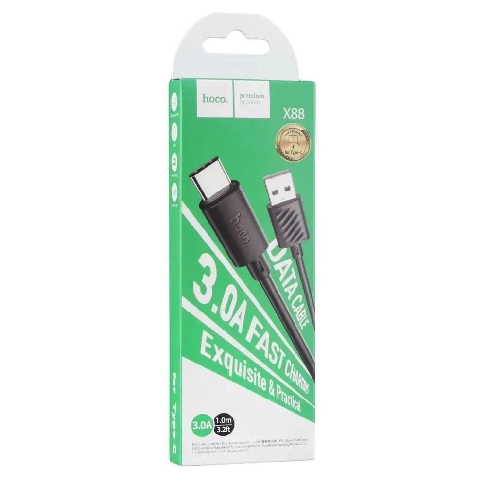 Кабель Hoco X88 Gratified USB Type-C - USB Type-C (M/M), 1 м, Black (6931474783349) - мініатюра 2