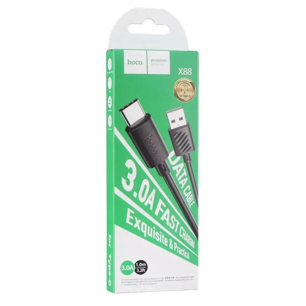Кабель Hoco X88 Gratified USB Type-C - USB Type-C (M/M), 1 м, Black (6931474783349) - мініатюра 3