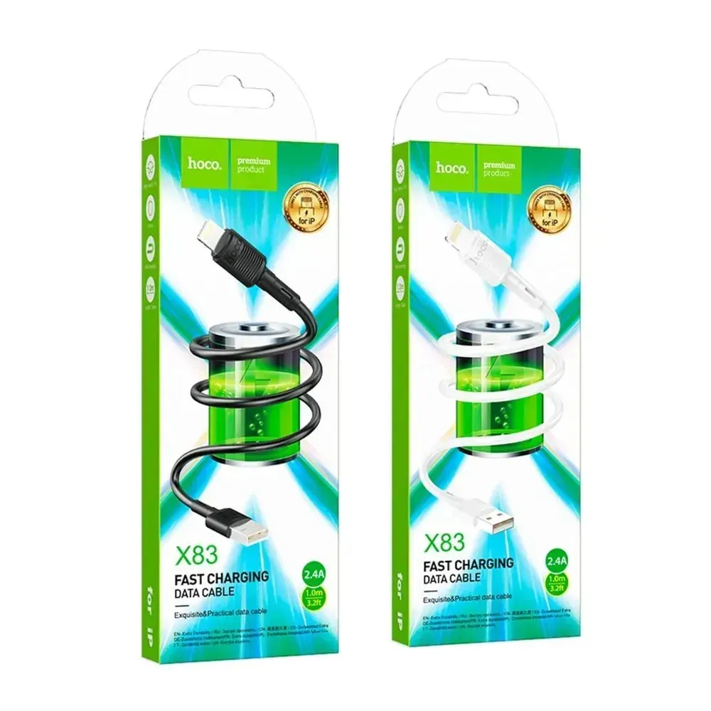 Кабель Hoco X83 USB - Lightning  (M/M), 1 м, Black (6931474770868)