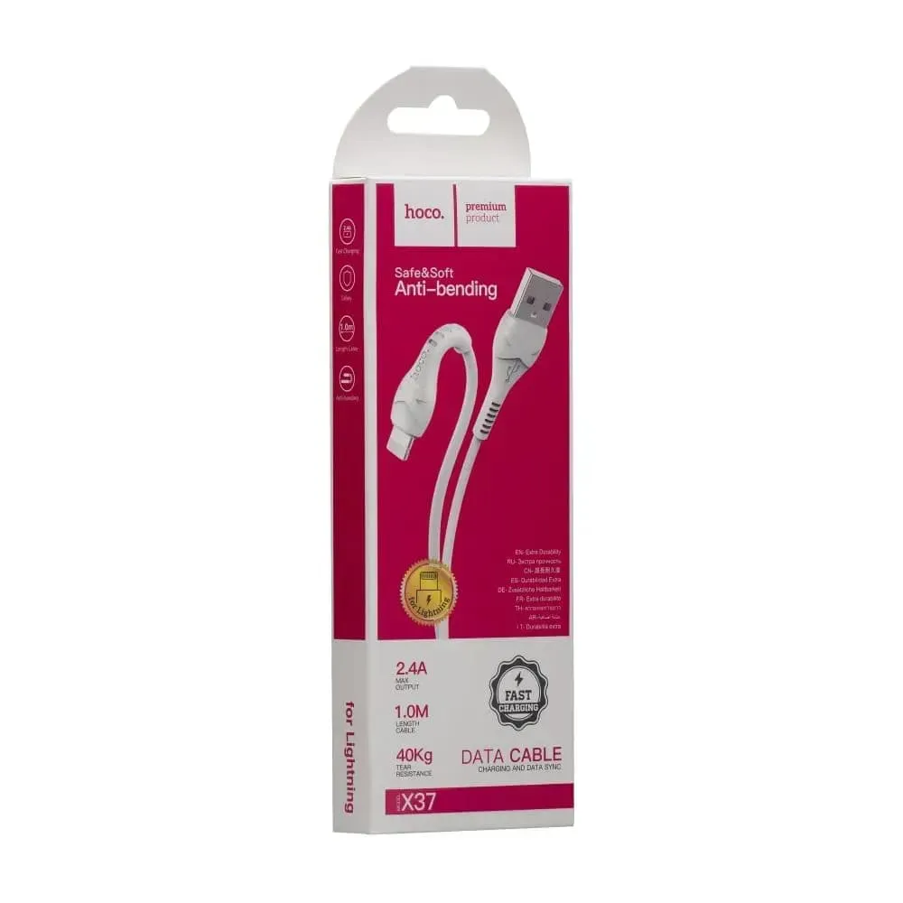 Кабель Hoco X37 Cool Power Charging USB - Lightning, 1 м, White (6931474710499) - мініатюра 2