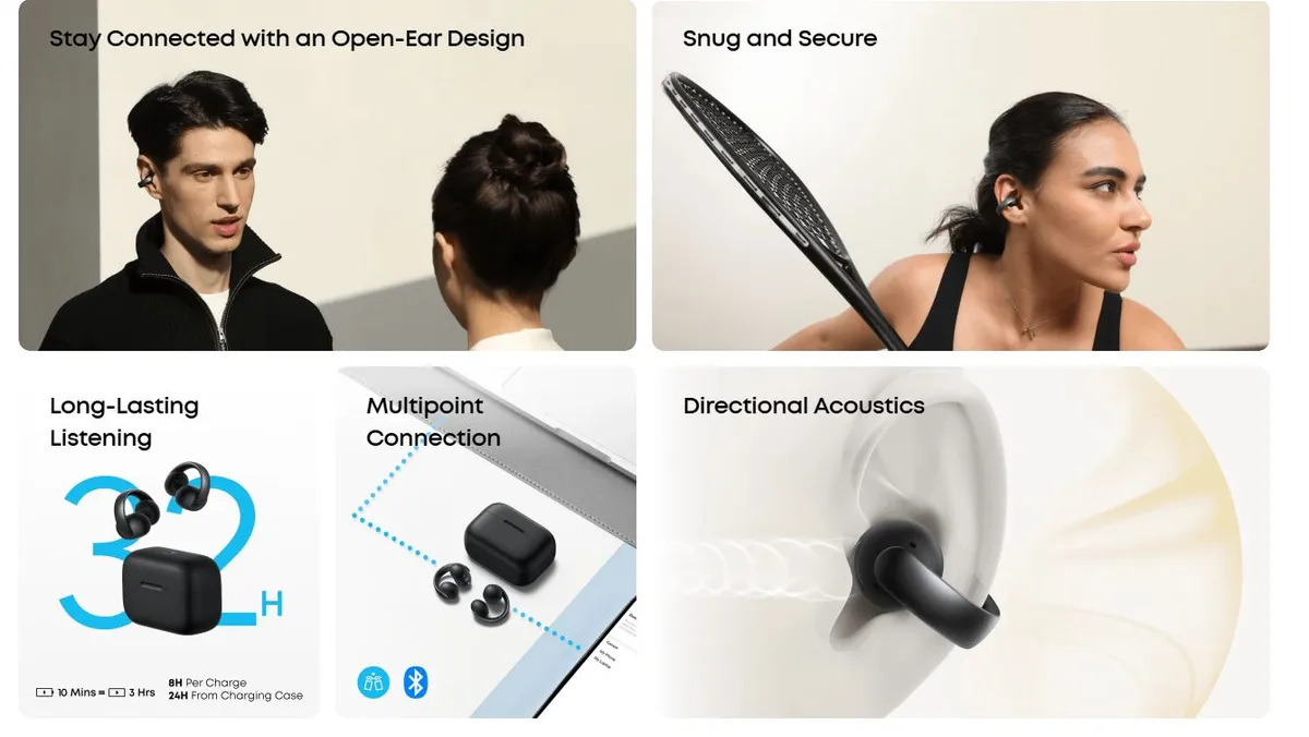 Bluetooth-гарнітура Anker SoundCore AeroClip Black (A3388G11) - мініатюра 18