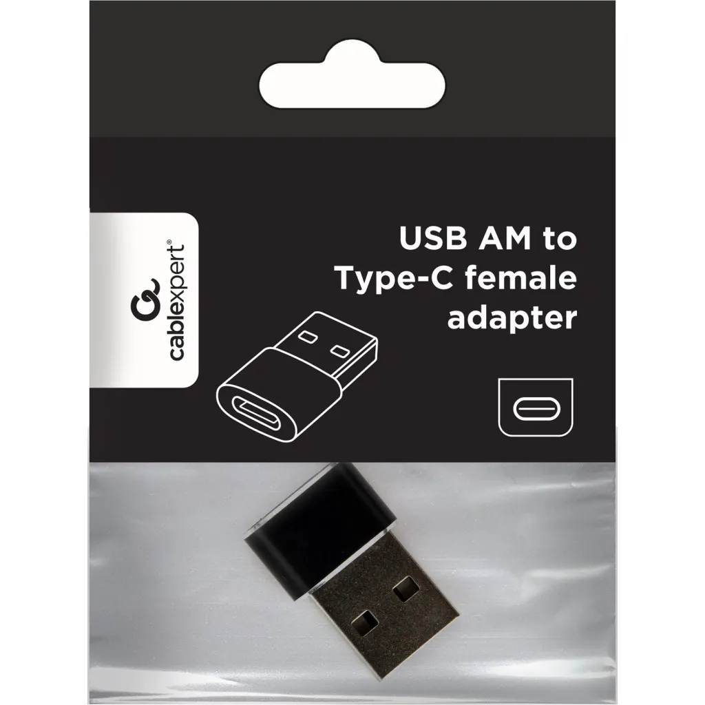 Адаптер Cablexpert USB Type-C - USB (F/M), Black (A-USB2-AMCF-02) - мініатюра 3