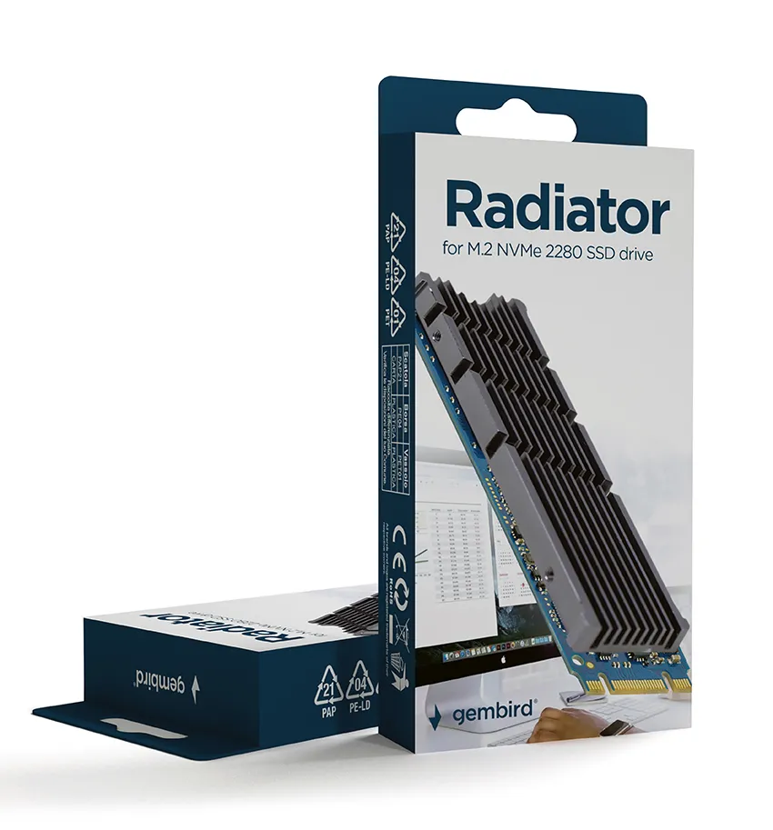 Радіатор охолодження для SSD Gembird M.2 2280 Black (EE2280-R-01) - мініатюра 5