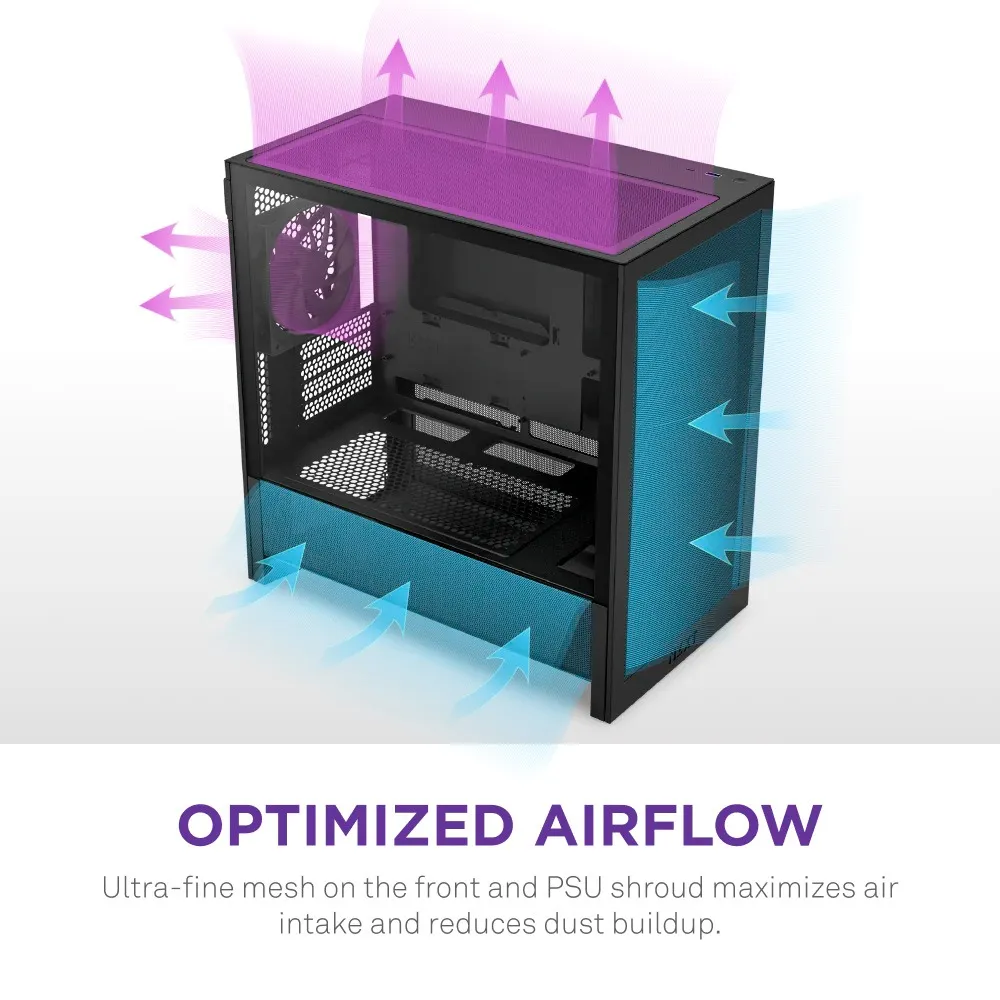 Корпус NZXT H3 Flow Black без БЖ (CC-H31FB-01) - мініатюра 5