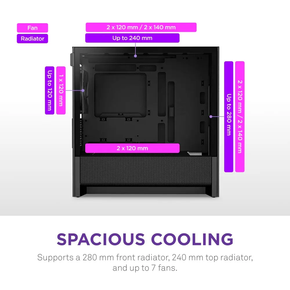Корпус NZXT H3 Flow Black без БЖ (CC-H31FB-01) - мініатюра 6