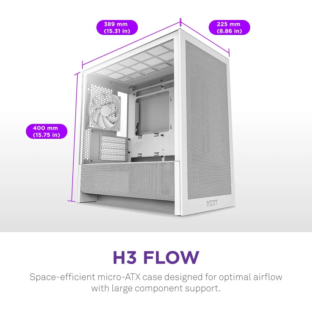 Корпус NZXT H3 Flow White без БЖ (CC-H31FW-01) - мініатюра 2