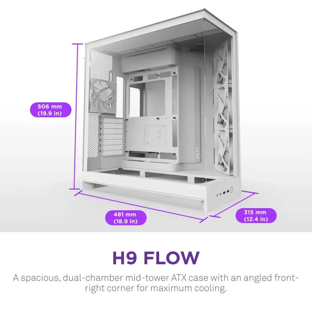 Корпус NZXT H9 Flow White без БЖ (CM-H92FW-01) - мініатюра 2