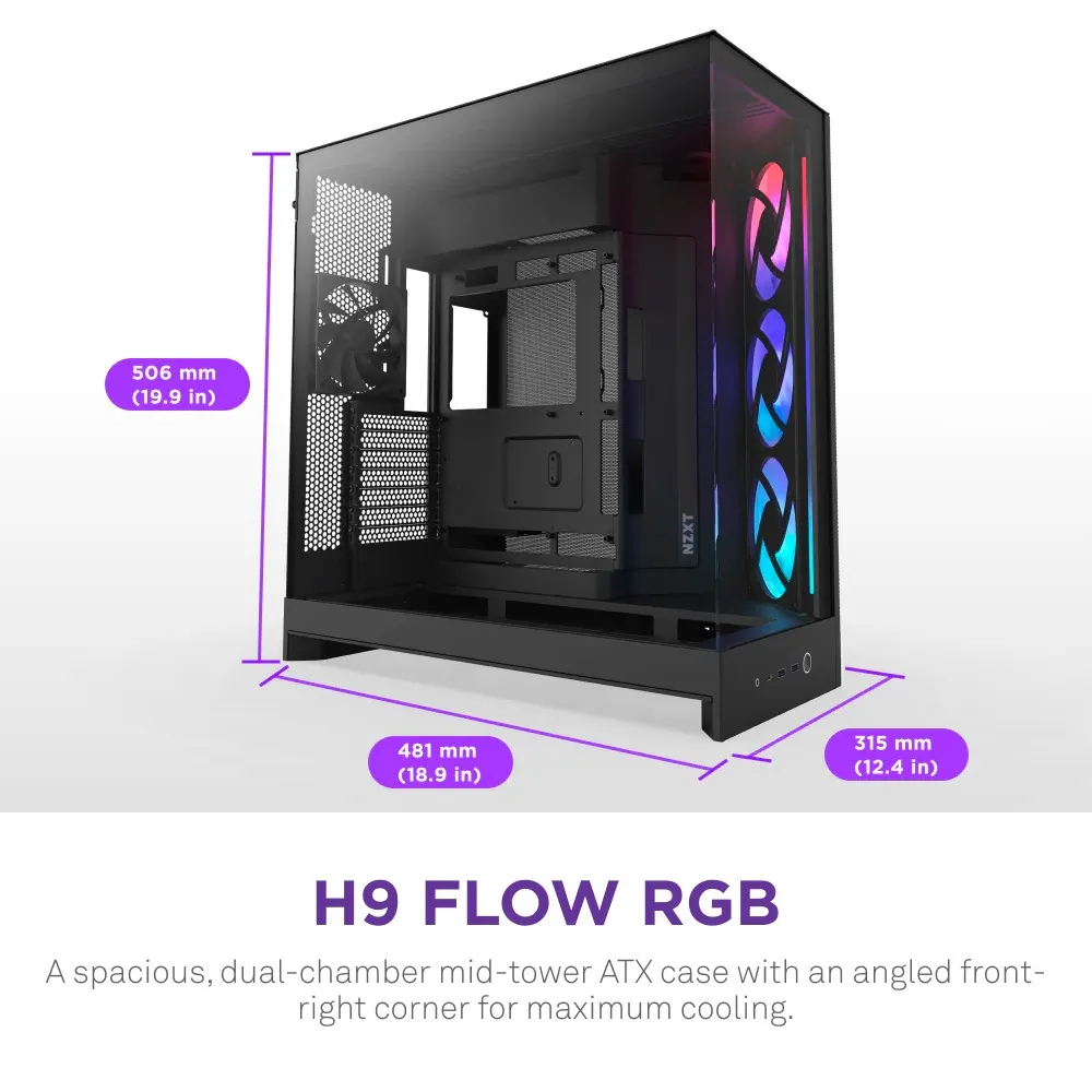 Корпус NZXT H9 Flow RGB Black без БЖ (CM-H92FB-R1) - мініатюра 2