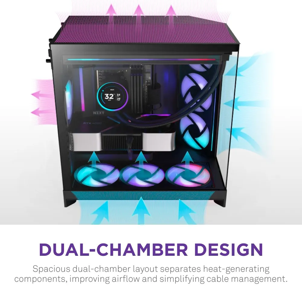 Корпус NZXT H9 Flow RGB Black без БЖ (CM-H92FB-R1) - мініатюра 6