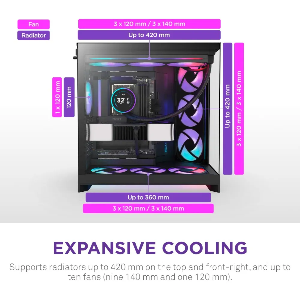 Корпус NZXT H9 Flow RGB Black без БЖ (CM-H92FB-R1) - мініатюра 7