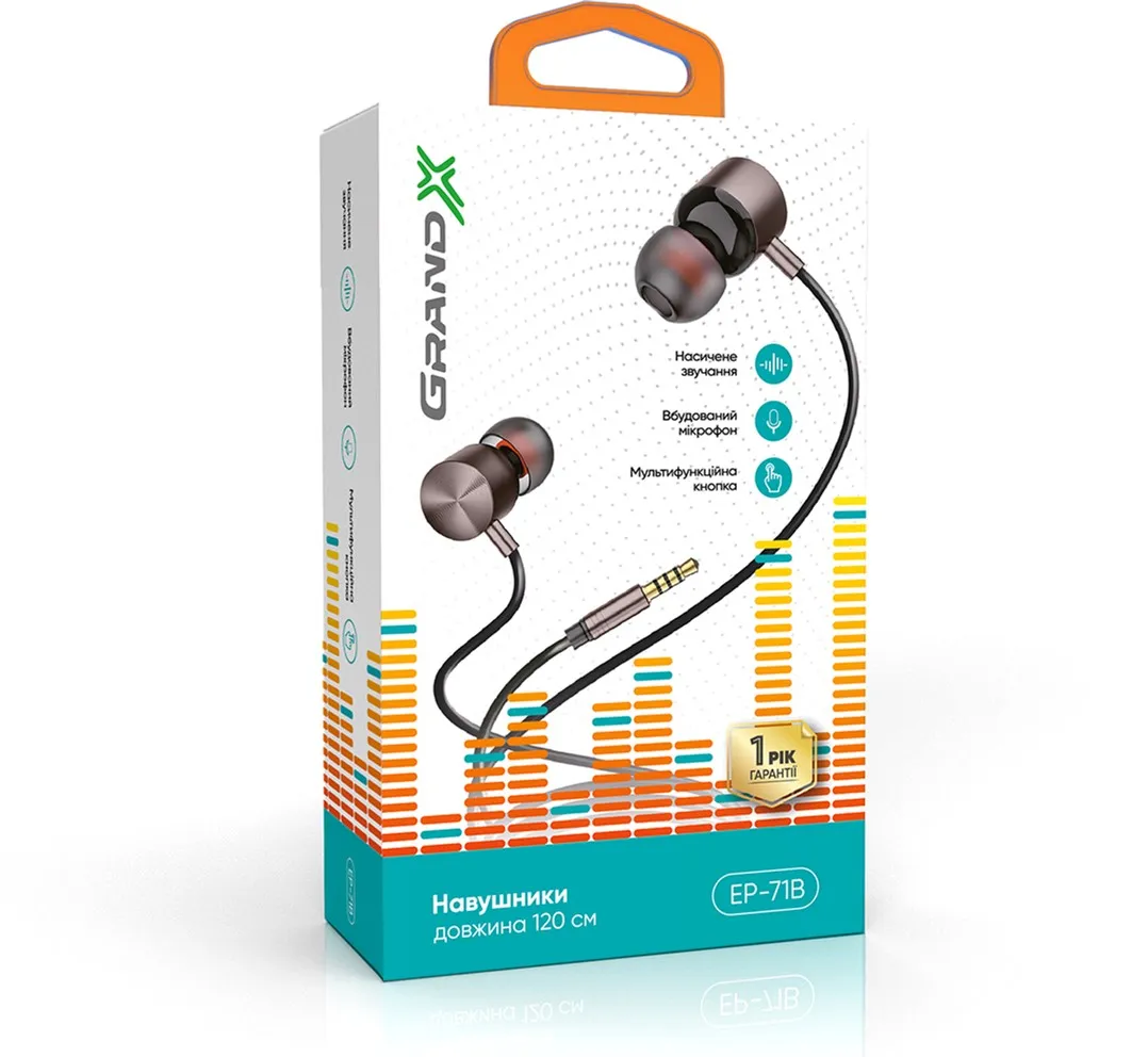 Навушники Grand-X EP-71B Black - мініатюра 2