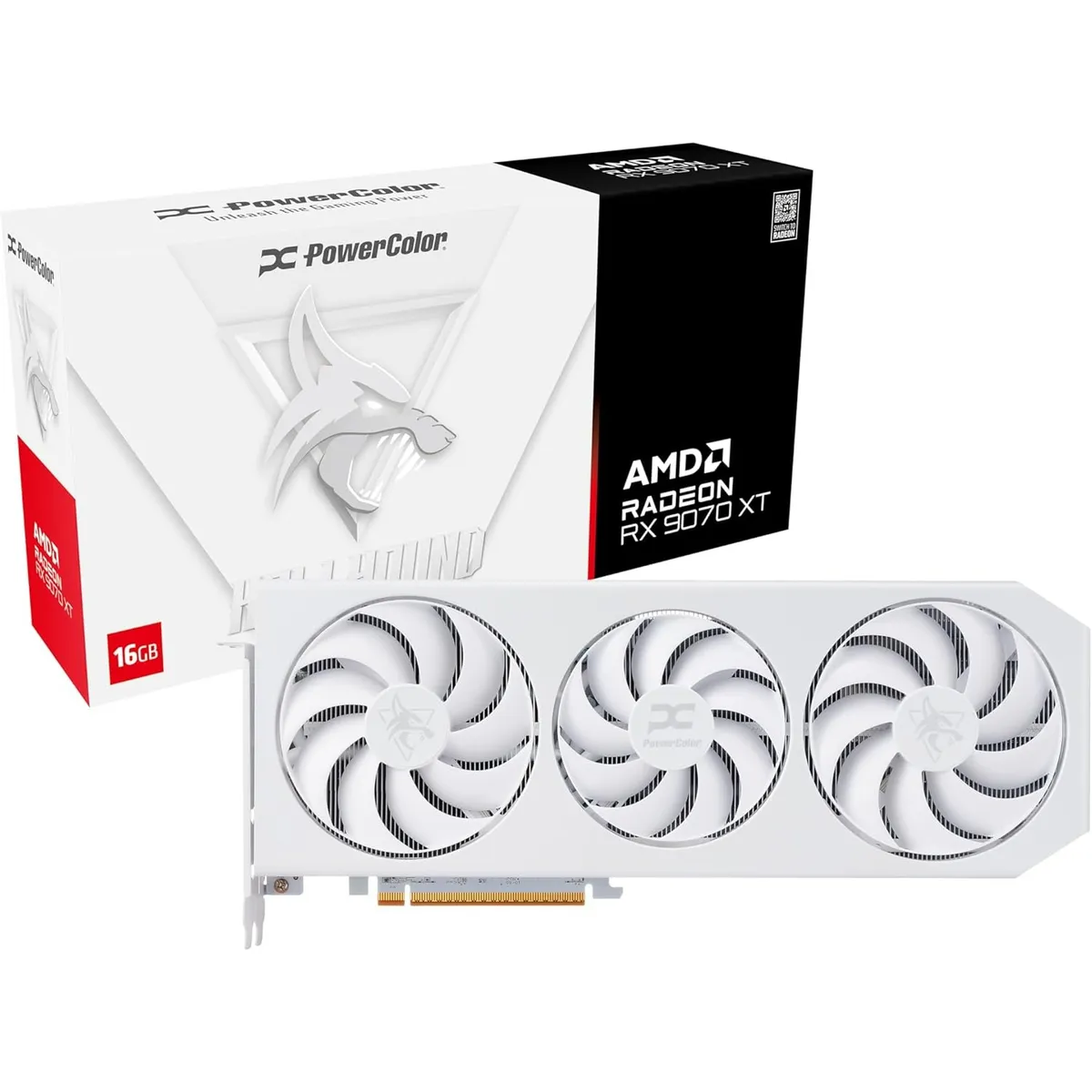 Відеокарта AMD Radeon RX 9070 XT 16GB GDDR6 Hellhound Spectral White PowerColor (RX9070XT 16G-L/OC/WHITE) - зображення 1