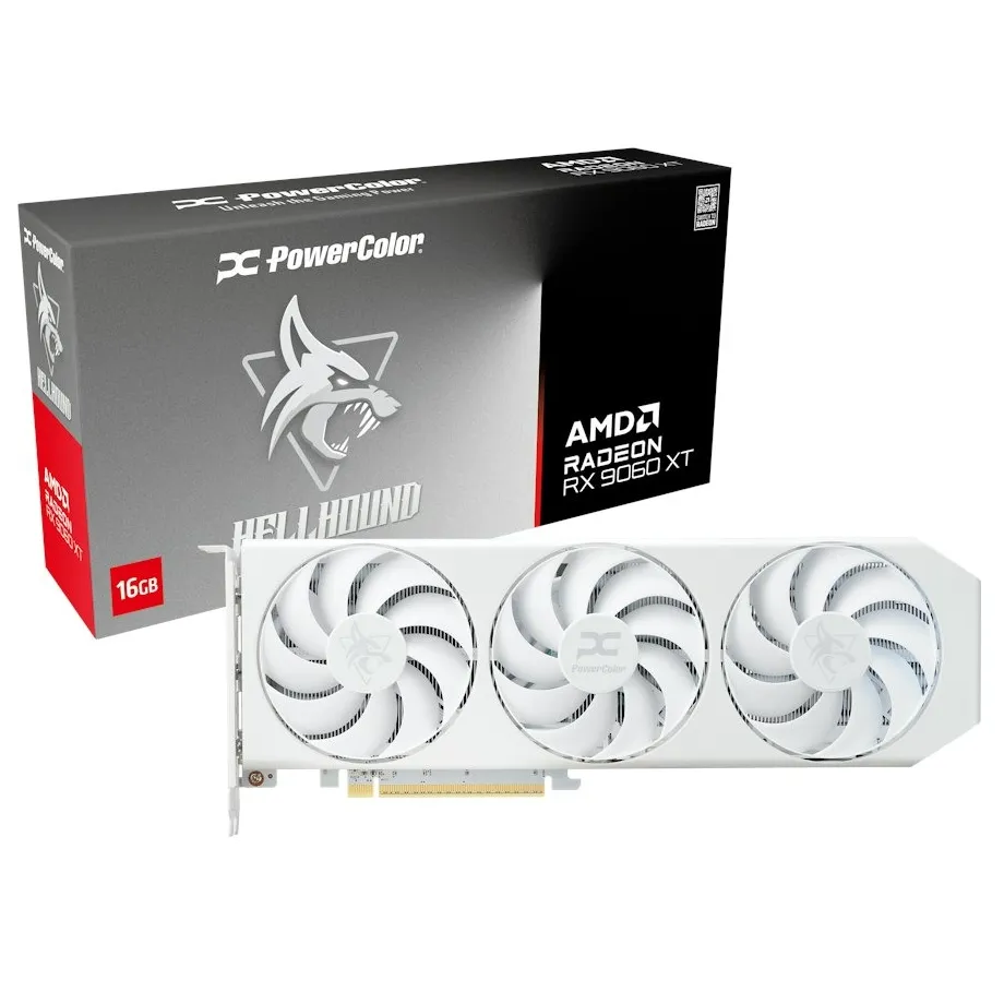 Відеокарта AMD Radeon RX 9060 XT 16GB GDDR6 Hellhound Spectral White PowerColor (RX9060XT 16G-L/OC/WHITE) - зображення 1