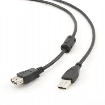 Кабель Cablexpert подовжувач USB - USB V 2.0 (M/F), 4.5 м, феритовий фільтр, чорний (CCF-USB2-AMAF-15) - зображення 1