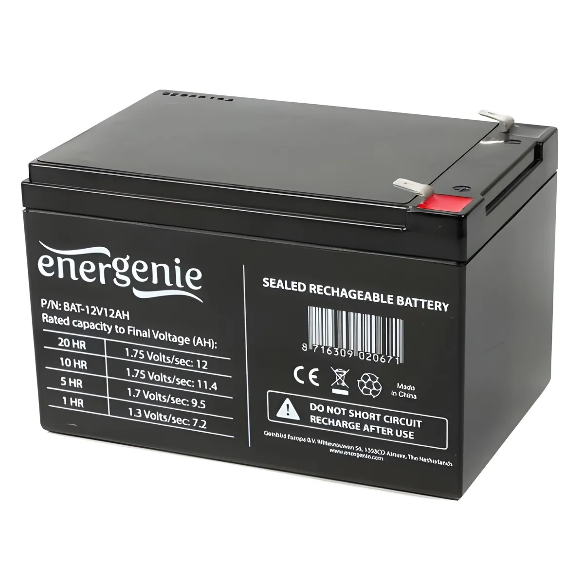 Акумуляторна батарея EnerGenie12V 12AH (BAT-12V12AH) AGM - зображення 1
