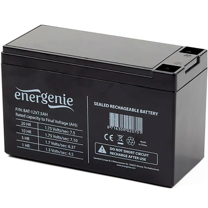 Акумуляторна батарея EnerGenie 12V 7.5AH (BAT-12V7.5AH) AGM - зображення 1