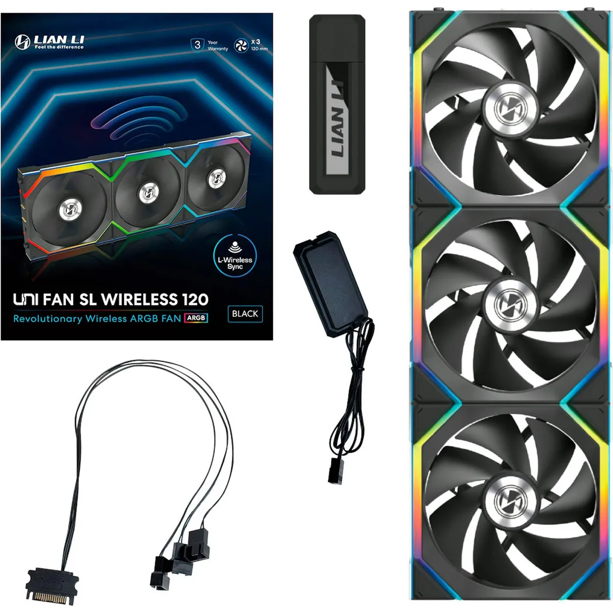 Вентилятор Lian Li Uni Fan SL Wireless 120-3 Black (G99.12SL1W3B.00) - мініатюра 2