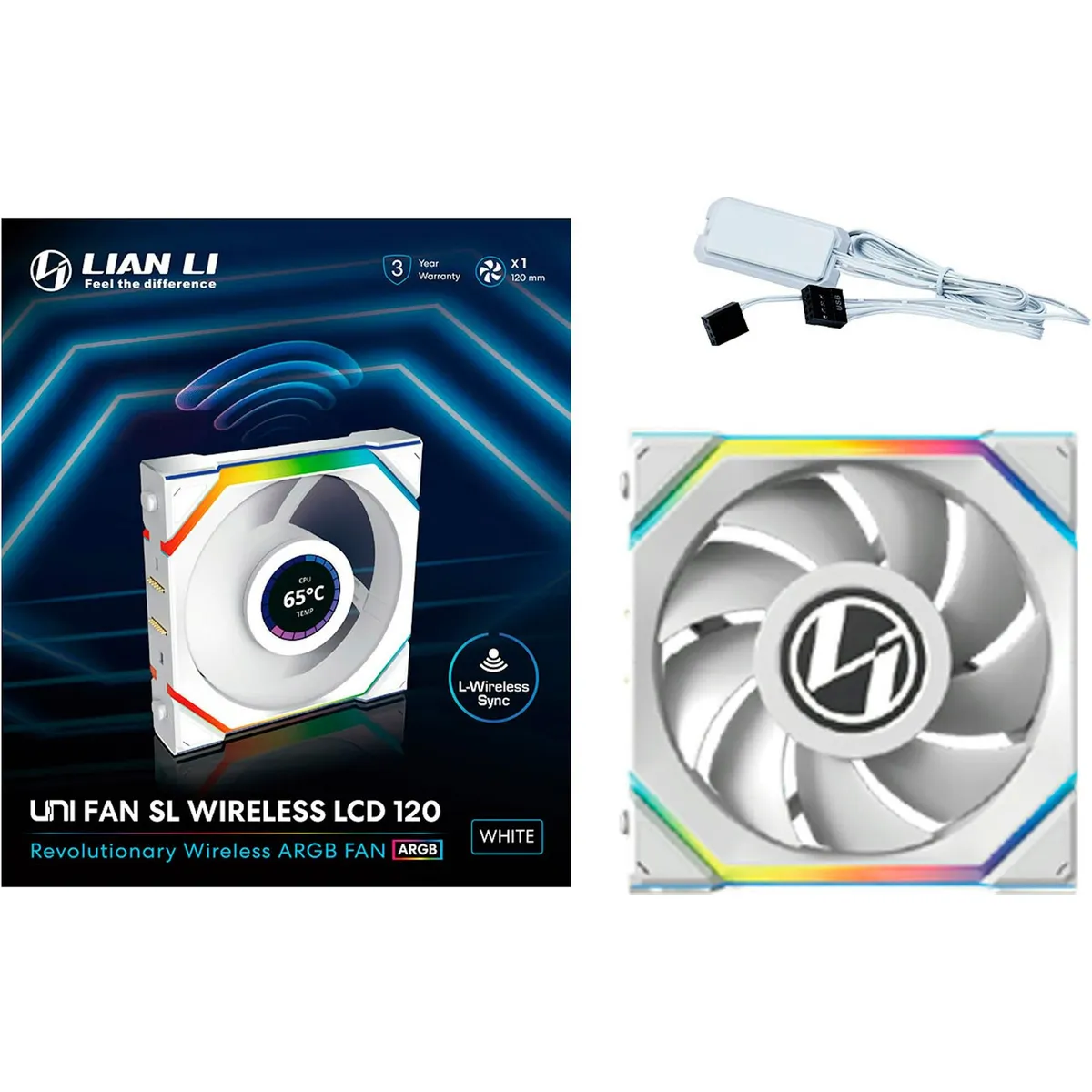 Вентилятор Lian Li Uni Fan SL Wireless LCD Reverse 120-1 White (G99.12RSLLCD1W1W.00) - зображення 1