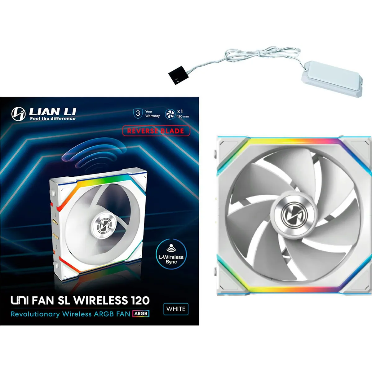 Вентилятор Lian Li Uni Fan SL Wireless Reverse 120-1 White (G99.12RSL1W1W.00) - зображення 1