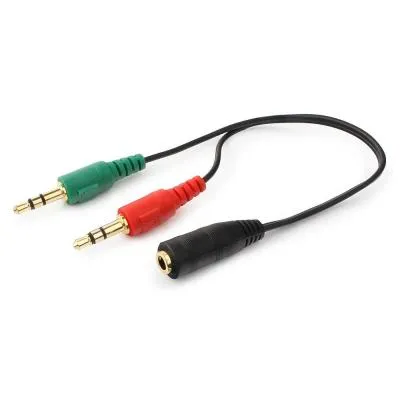 Кабель мультимедійний Jack 3.5mm female 4-pin to 2x Jack 3.5mm male 0.2m Cablexpert (CCA-418) - мініатюра 2