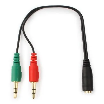Кабель мультимедійний Jack 3.5mm female 4-pin to 2x Jack 3.5mm male 0.2m Cablexpert (CCA-418) - мініатюра 3