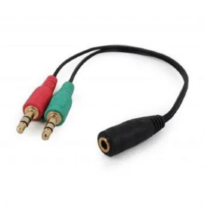 Кабель мультимедійний Jack 3.5mm female 4-pin to 2x Jack 3.5mm male 0.2m Cablexpert (CCA-418) - мініатюра 4
