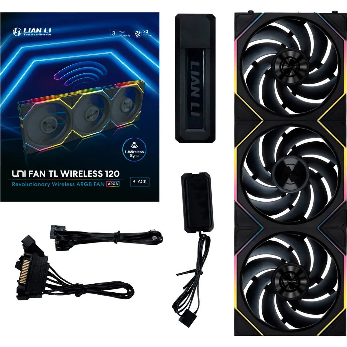 Вентилятор Lian Li Uni Fan TL Wireless 120-3 Black (G99.12TL1W3B.00) - мініатюра 2