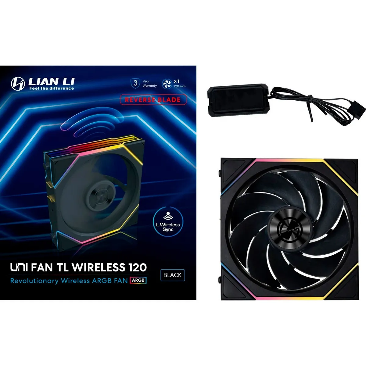 Вентилятор Lian Li Uni Fan TL Wireless Reverse 120-1 Black (G99.12RTL1W1B.00) - зображення 1
