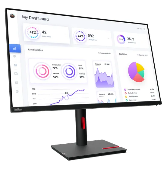 Монітор Lenovo 31.5" Think Vision T32p-30 (63D2GAT1UA) IPS Black  - мініатюра 3