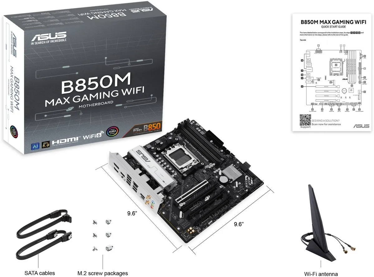 Материнська плата Asus B850M Max Gaming WiFi Socket AM5 - мініатюра 8