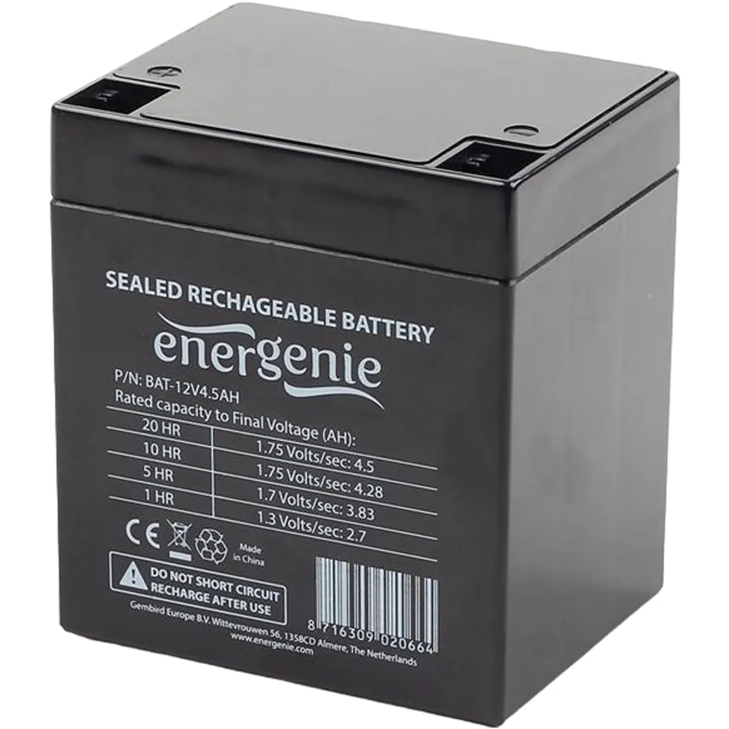 Акумуляторна батарея EnerGenie 12V 4.5AH (BAT-12V4.5AH) AGM - мініатюра 2