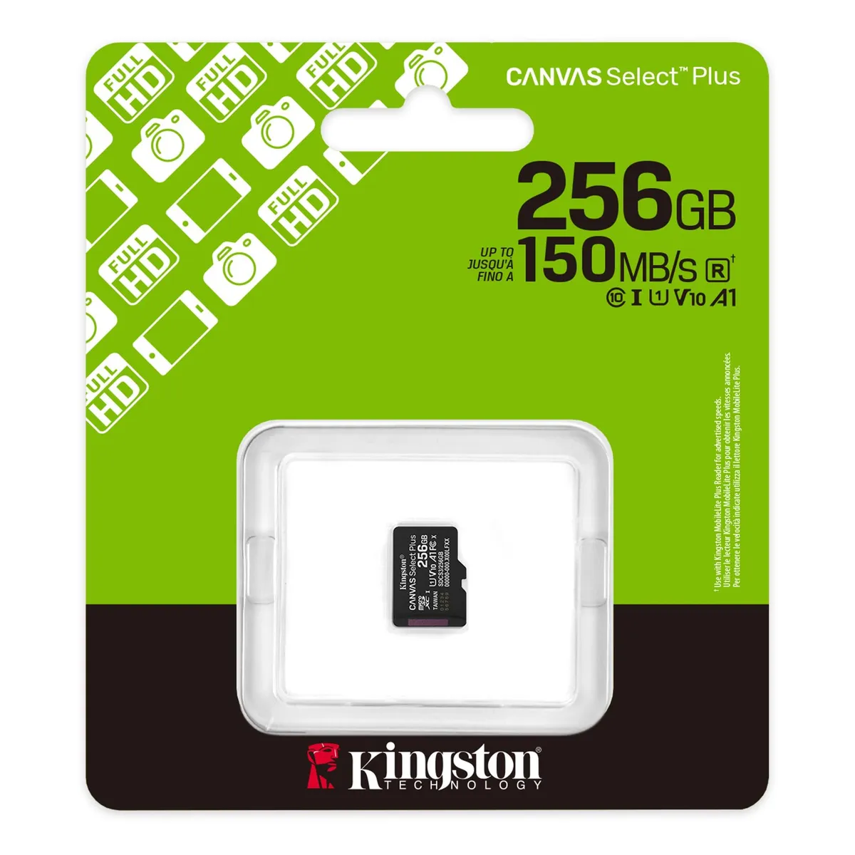 Карта пам`яті MicroSDXC 256GB UHS-I Class 10 Kingston Canvas Select Plus R150MB/s + SD-адаптер (SDCS3/256GB) - мініатюра 3