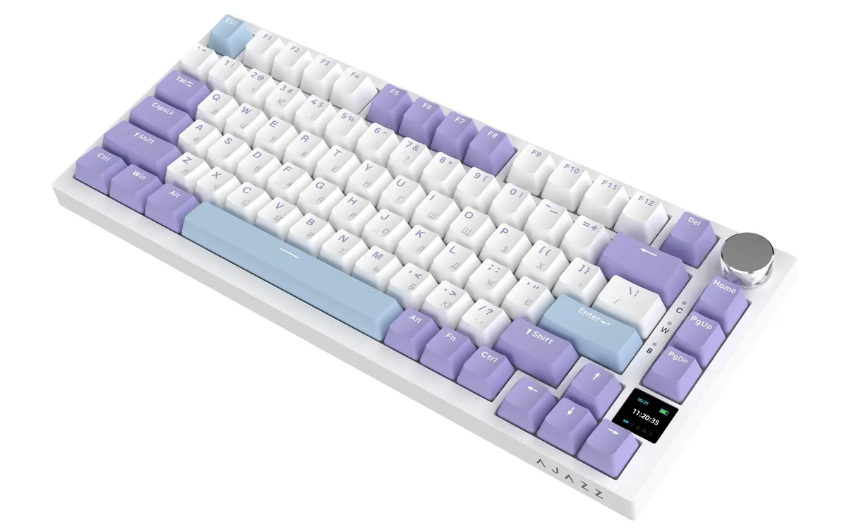 Клавіатура бездротова Ajazz AK820 Pro Flying Fish Switch Purple RGB With Screen (AK820PRO-FF-PWB) - мініатюра 4
