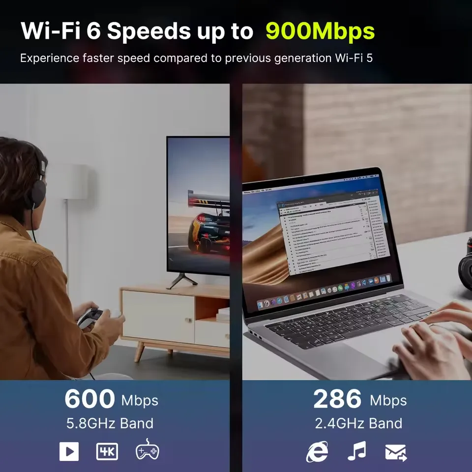 Бездротовий адаптер Fenvi FU-AX900 Wi-Fi 6, Bluetooth 5.3 Dual Band 2.4G 5G - мініатюра 6