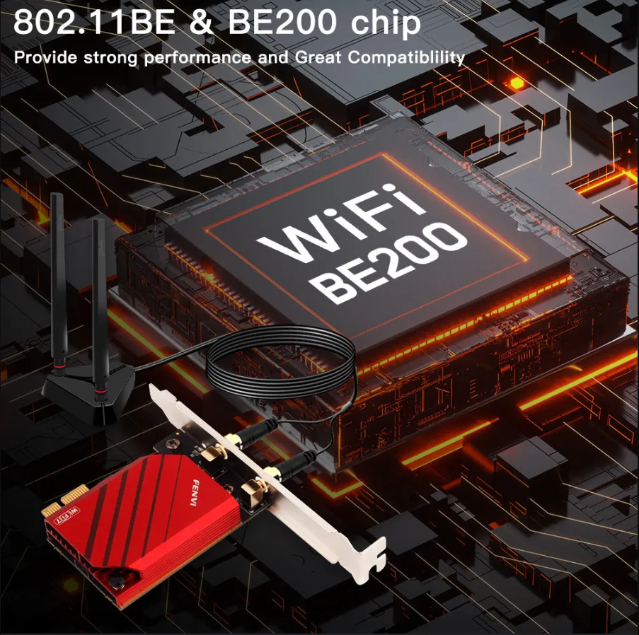 Бездротовий адаптер Fenvi FV-BE8800Pro Wi-Fi 7, Bluetooth 5.4 Gaming Tri Band 2.4G/5G/6GHz - мініатюра 4