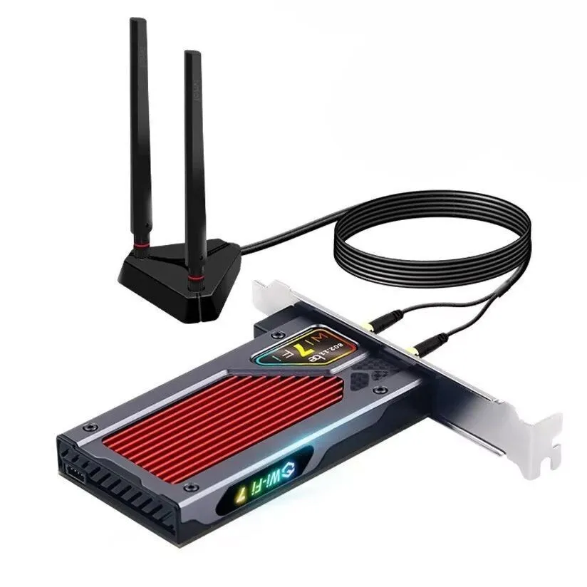 Бездротовий адаптер Fenvi FV-BE8800RGB Wi-Fi 7, Bluetooth 5.4 Gaming Tri Band 2.4G/5G/6GHz - мініатюра 9