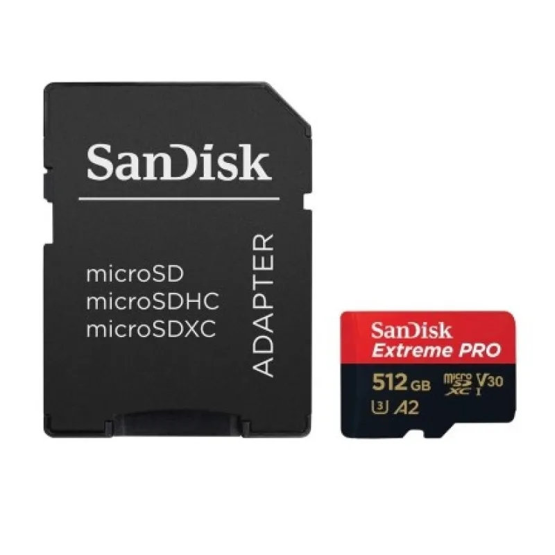 Карта пам`ятi MicroSDXC 512GB UHS-I U3 R200/W140MB/s SanDisk Extreme Pro V30 + SD-адаптер (SDSQXCD-512G-GN6MA) - зображення 1