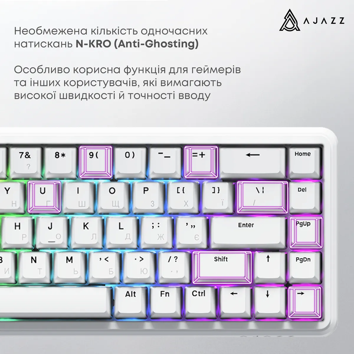 Клавіатура Ajazz AK680 Max Magnetic Switch White (AK680-WM-W-A) - мініатюра 4