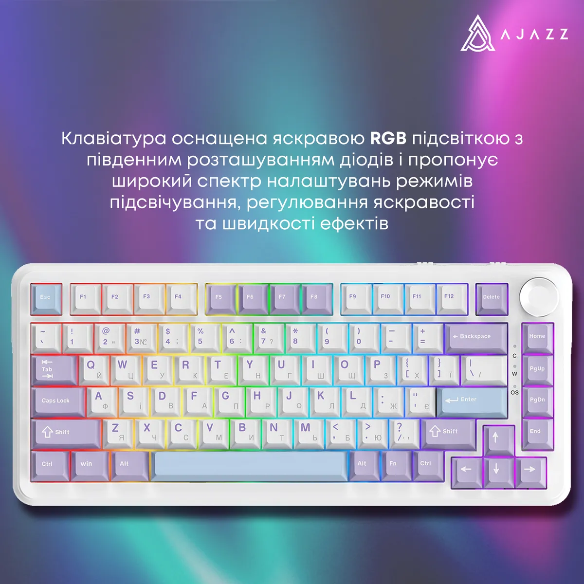 Клавіатура Ajazz AK820 Max Magnetic Switch White (AK820MAX-WM-PWB) - мініатюра 2