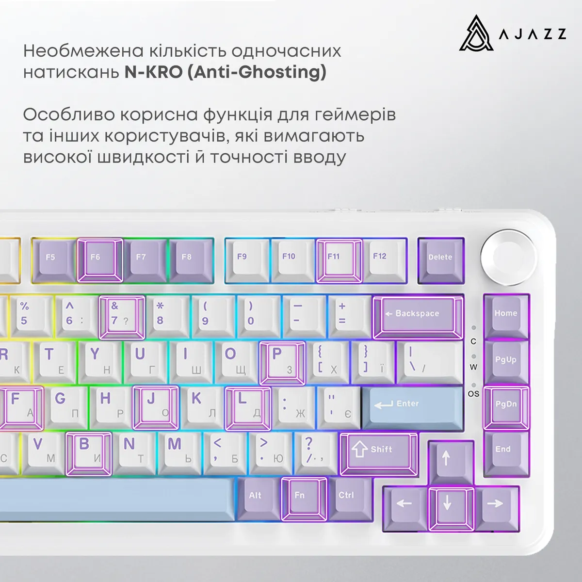 Клавіатура Ajazz AK820 Max Magnetic Switch White (AK820MAX-WM-PWB) - мініатюра 3